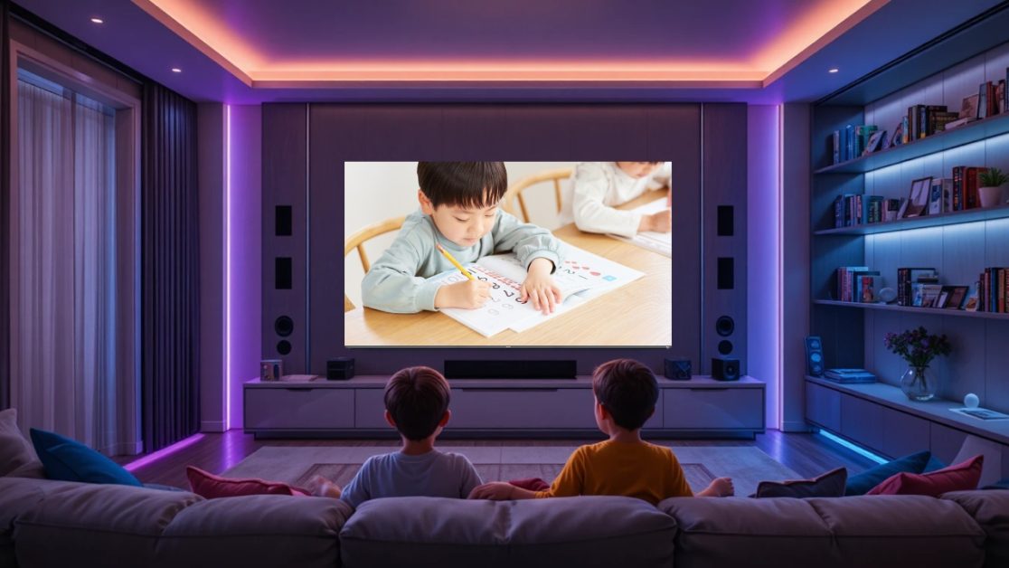 Living Room Became a Classroom with Mini LED TV