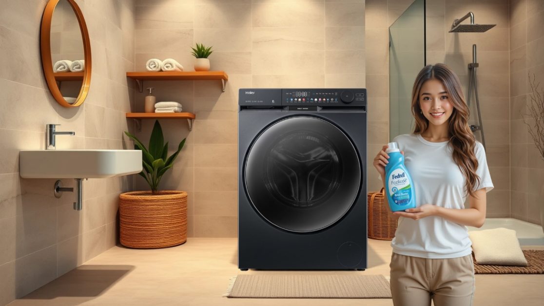 Modern laundry culture with smart washing machine
