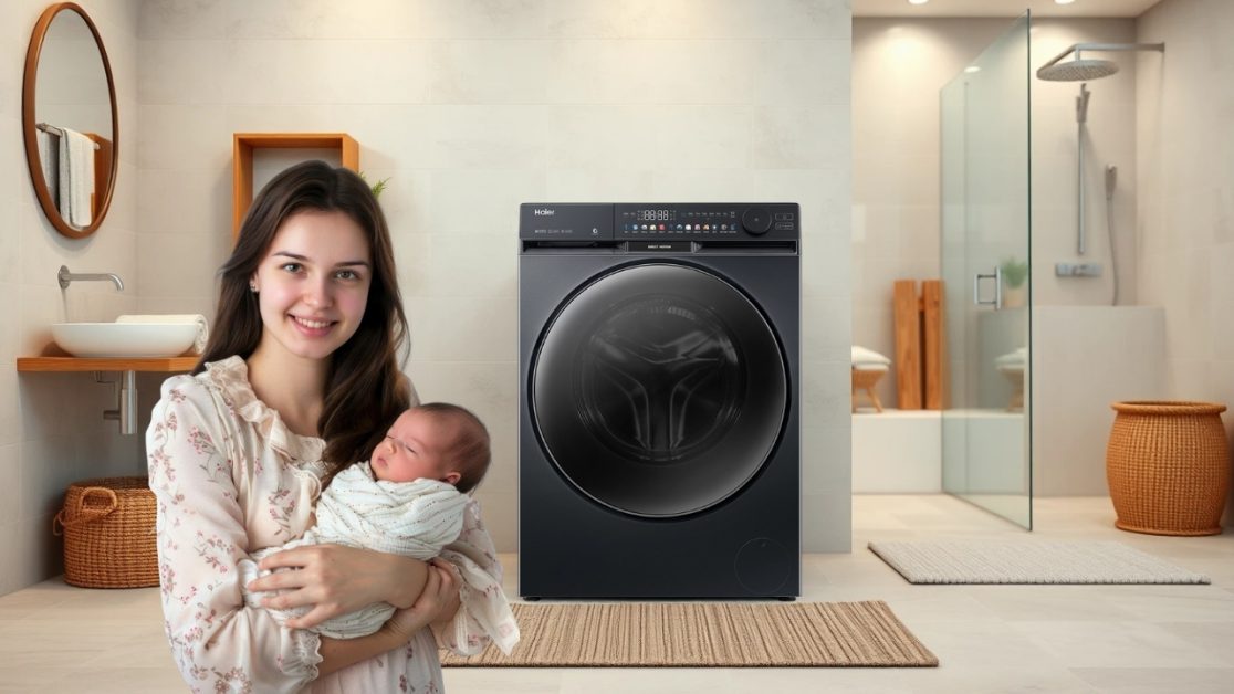 parent who wins back the evening with perfect washing machine at home