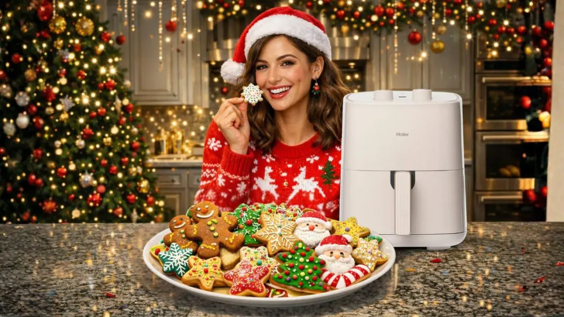 Christmas Cookies baking in air fryer