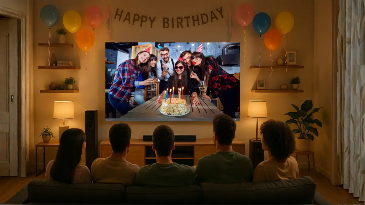 Enjoying birthday in Mini LED TV