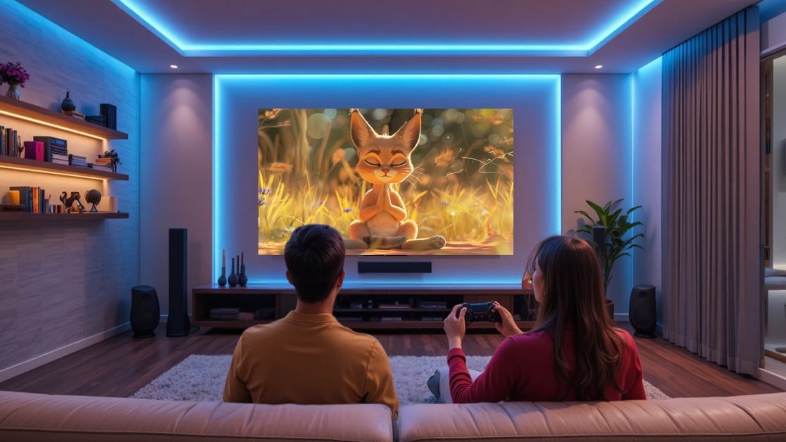 Family gathering around a smarter screen