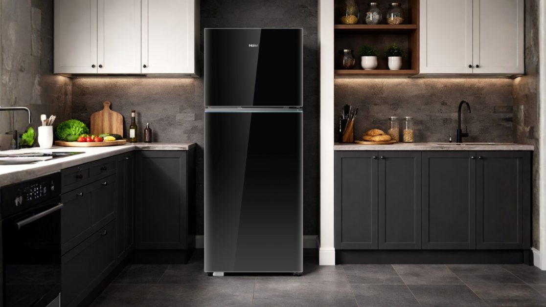 Glass finish refrigerator becomes part of the decor