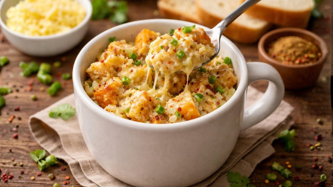 Make Cheese Masala Mug Toast in microwave
