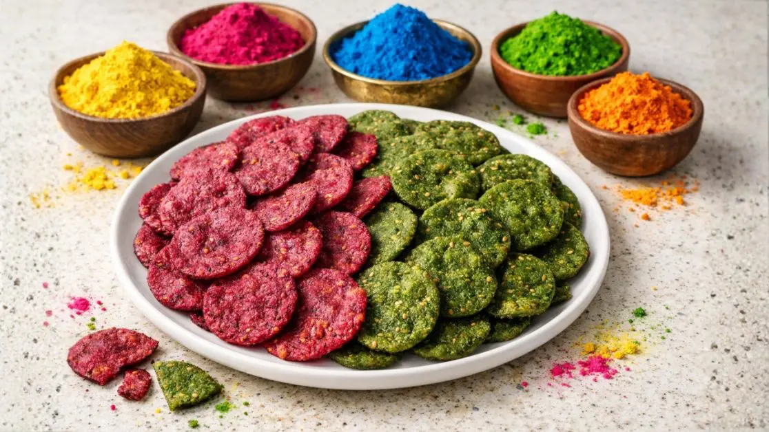 Make beetroot and spinach mathri chips in microwave this holi