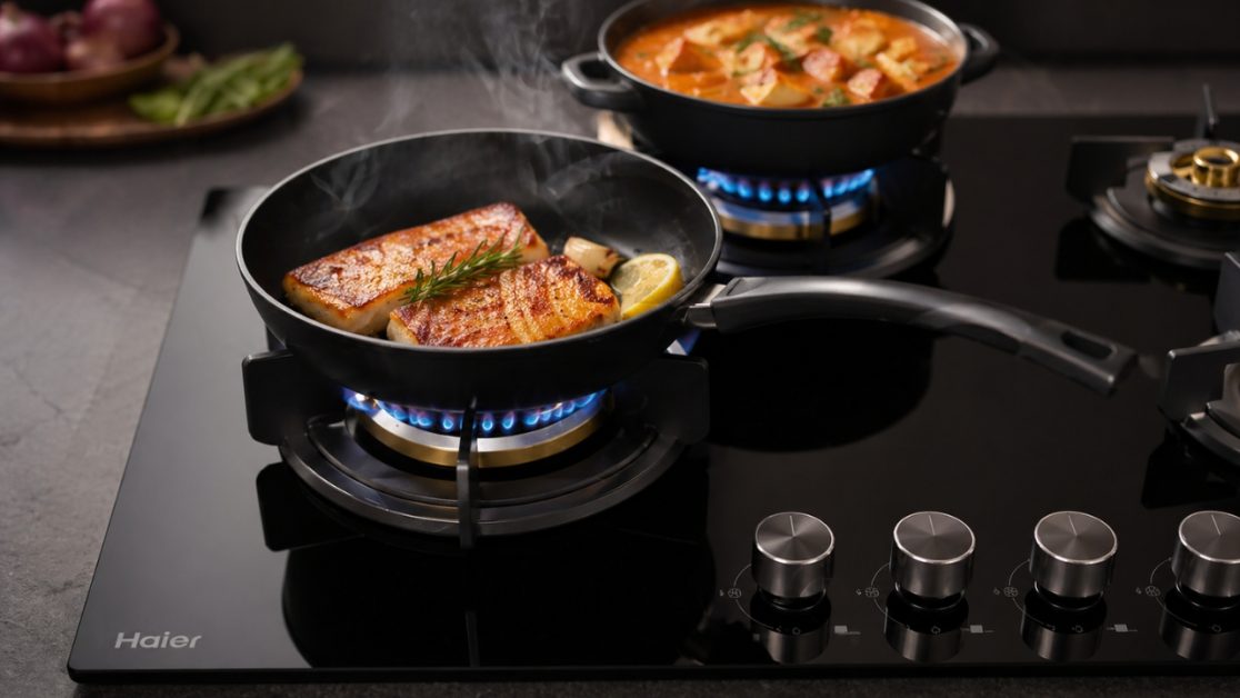 5 Burner Hybrid Hob With Metal Knob for your kitchen
