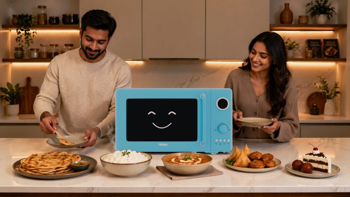 Perfect Microwave behind stylish appliances