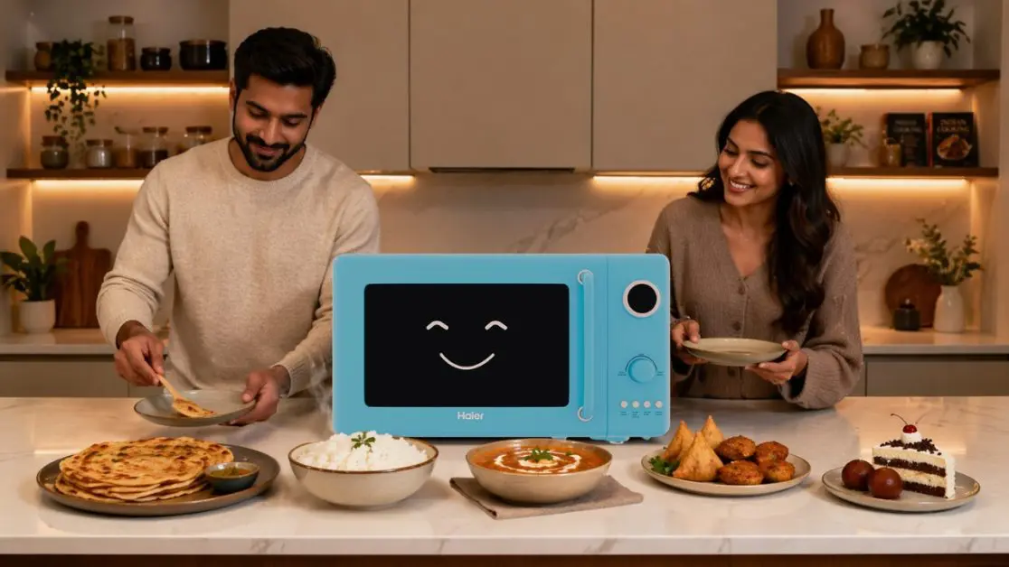 Perfect Microwave behind stylish appliances