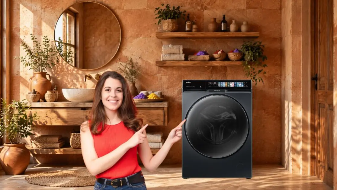 Smart washing machine behind smart displays