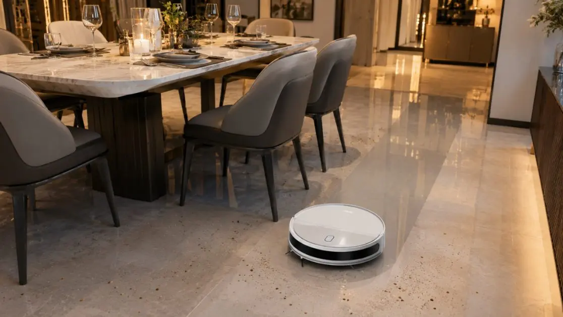 Guest-ready home with robot vacuum cleaner