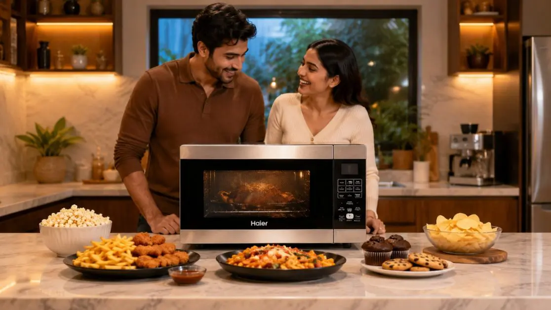 Rotisserie cooking with microwave