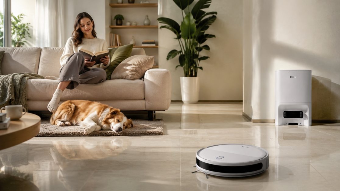 Waking up to a clean floor with robot vacuum cleaner
