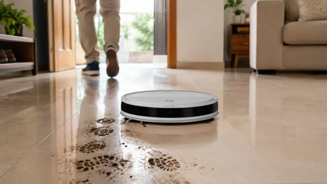 Cleaning Dirty Floors with Robot Vacuum Cleaner