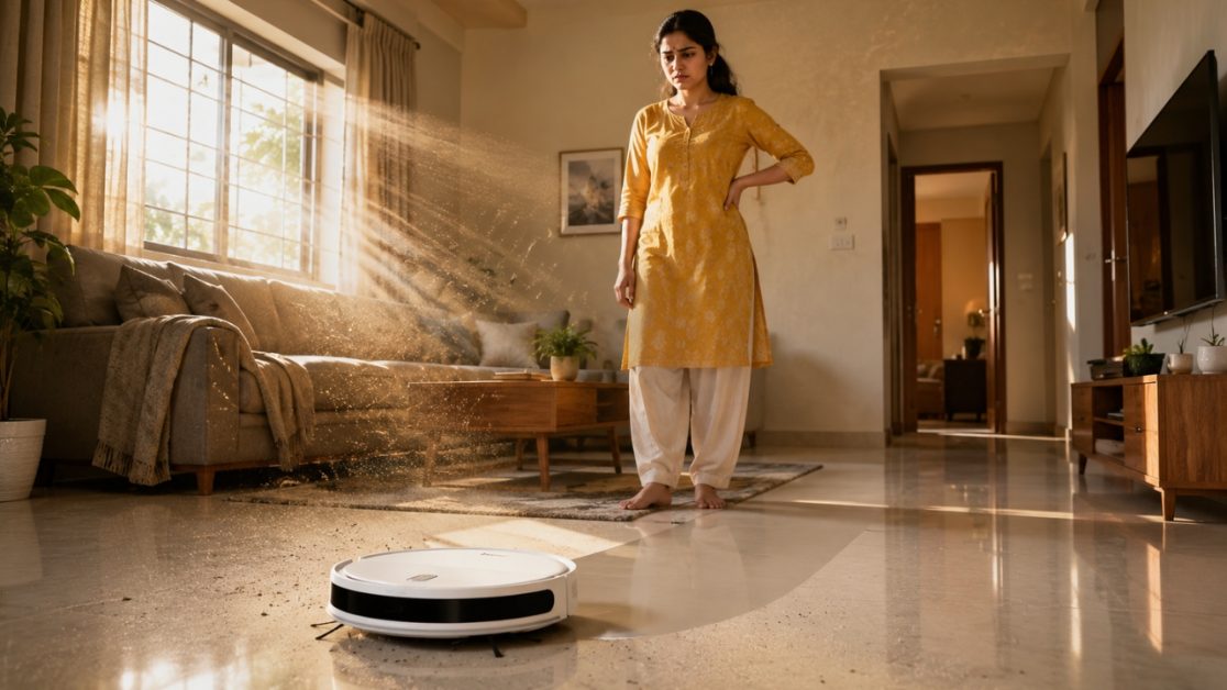 Cleaning room with robot vacuum cleaner