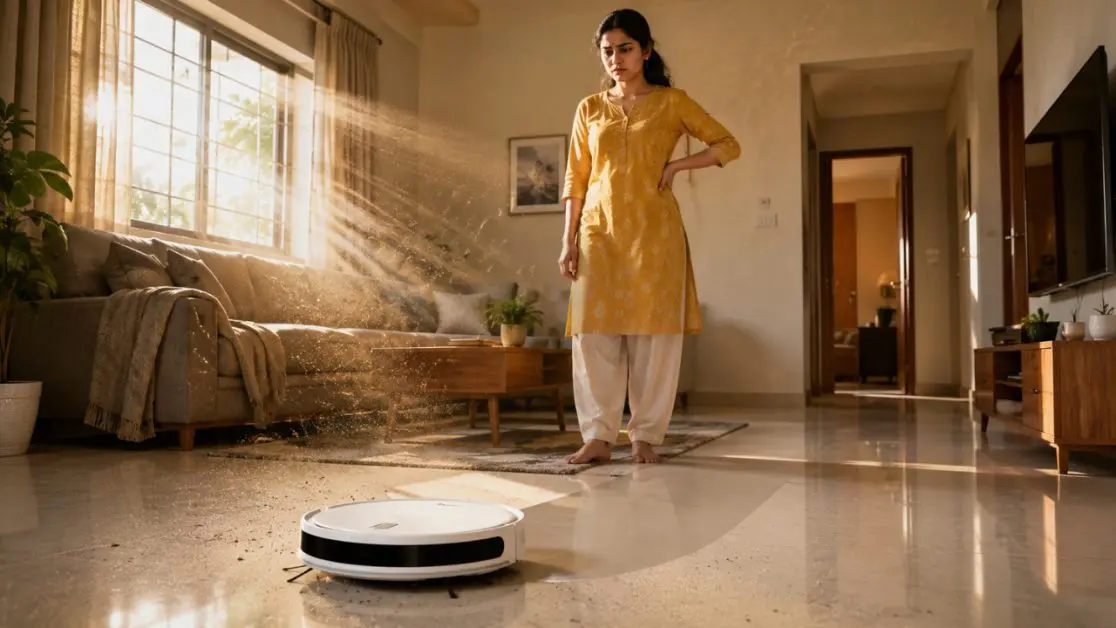 Cleaning room with robot vacuum cleaner