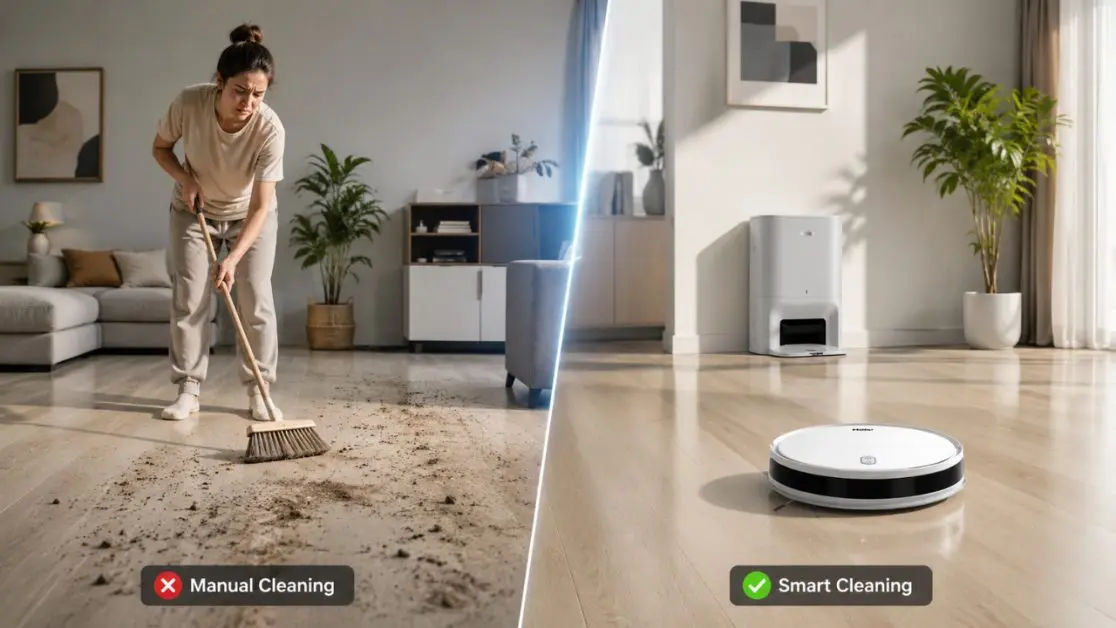 Robot Vacuum cleans room smartly