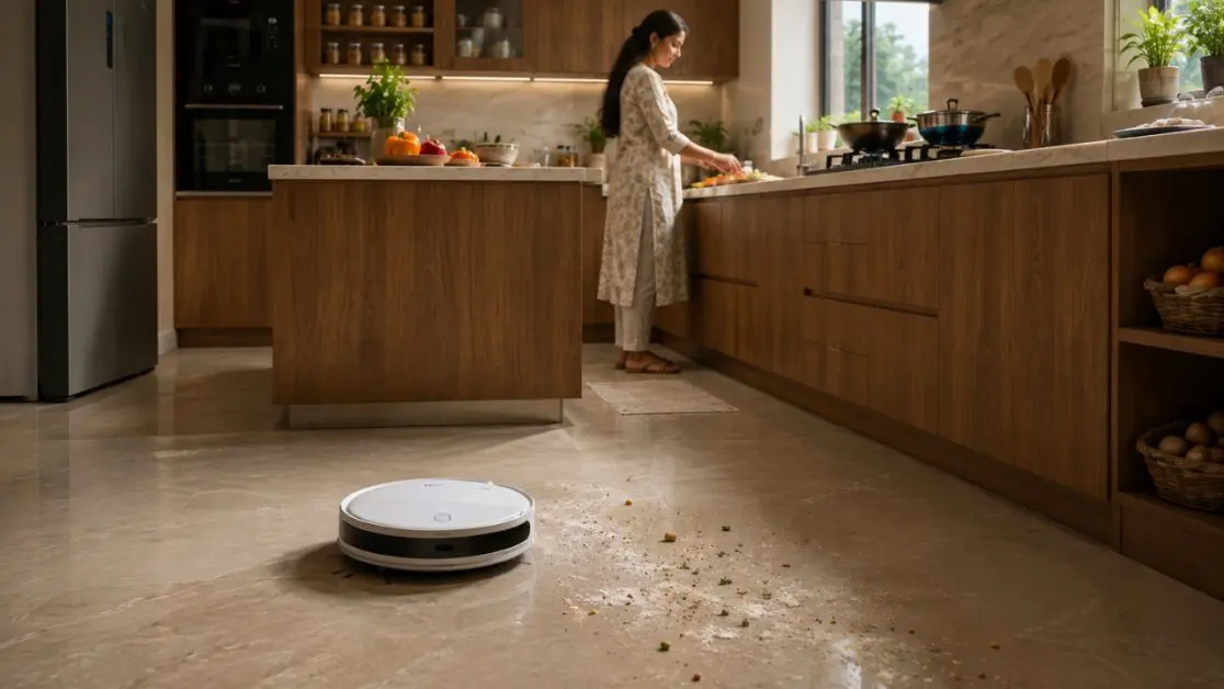 Robot Vacuum Cleaner is perfect Indian Kitchen Floor Cleaning