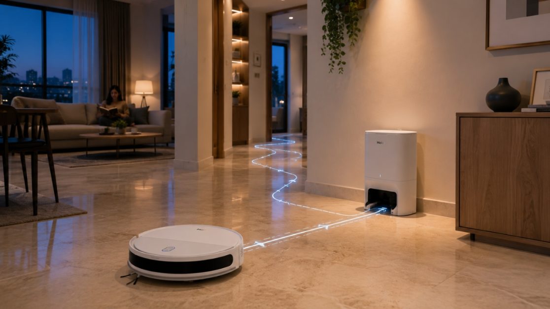 Robot Vacuum Cleaner returning to charging station