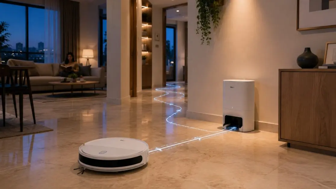 Robot Vacuum Cleaner returning to charging station