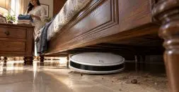 Robot vacuum cleaning under heavy Indian furniture